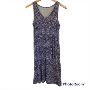 Garnet hill casual blue and white dress sleeveless xs